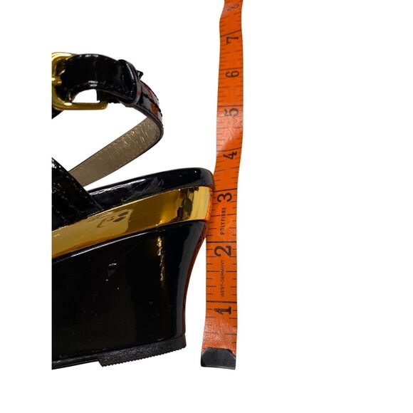 Sofft Womens 7M Black Leather Buckle Adjustable Strap Wedge Slingback Sandals - Picture 8 of 9